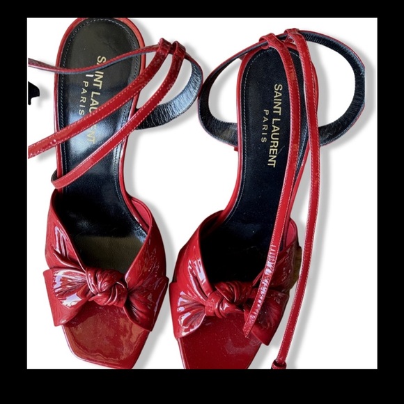Saint Laurent Paris Deep Cherry Red Sandals Lk. New Size 38 1/2 - Picture 5 of 8